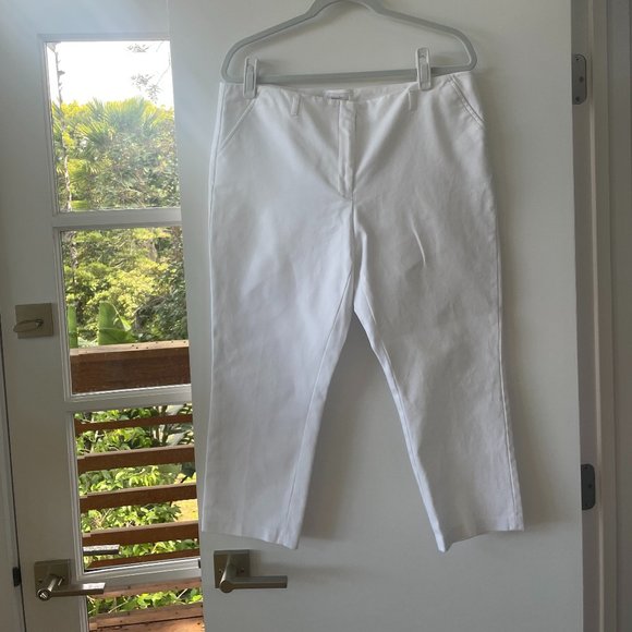 Laundry By‎ Shelli Segal Casual Summer Cropped Pants in White, Size 14 - Picture 1 of 6